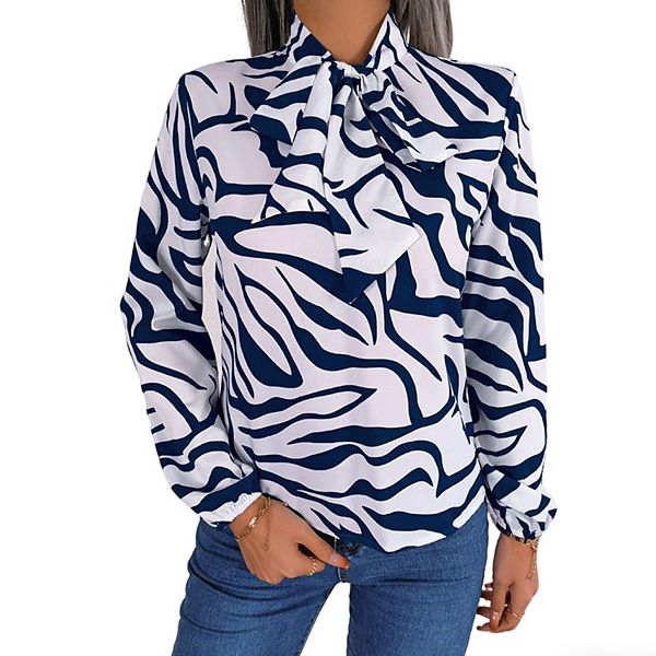 Женская блузка с галстуком на шее, длинный рукав, цветной блок, полосатая, повседневная Clearflower, Blue Stripe
Женская блузка с галстуком на шее, длинный рукав, цветной блок, полосатая, повседневная Clearflower, Blue Stripe
