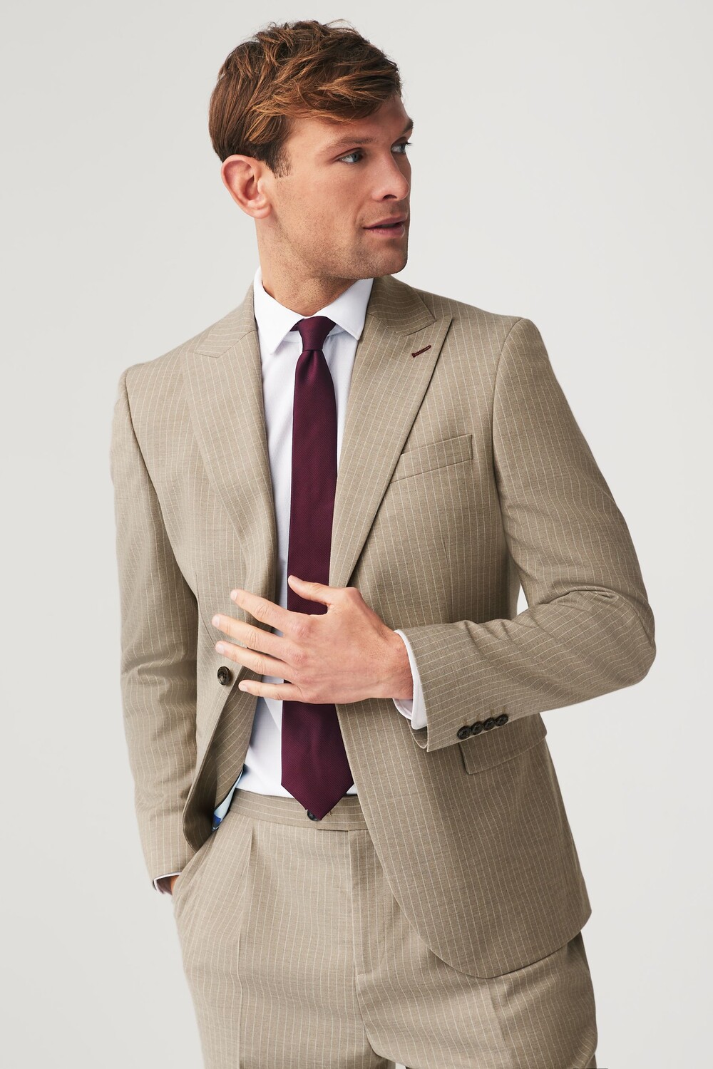 Пиджак узкого кроя в полоску Next, бежевый
Пиджак узкого кроя в полоску Next, бежевый