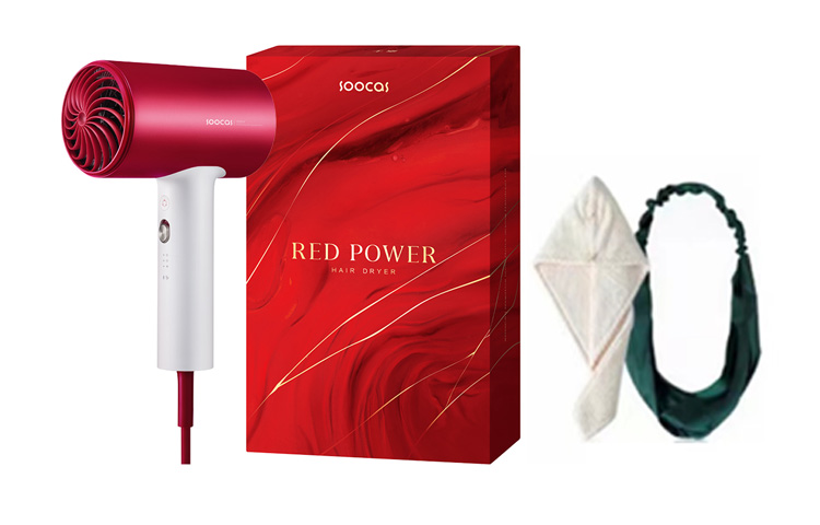 Фен H5 1800 Вт с отрицательными ионами для ухода за волосами Soocas, H5 Red+Dry Hair Cap+Vintage Green Hair Bands 
Фен H5 1800 Вт с отрицательными ионами для ухода за волосами Soocas, H5 Red+Dry Hair Cap+Vintage Green Hair Bands