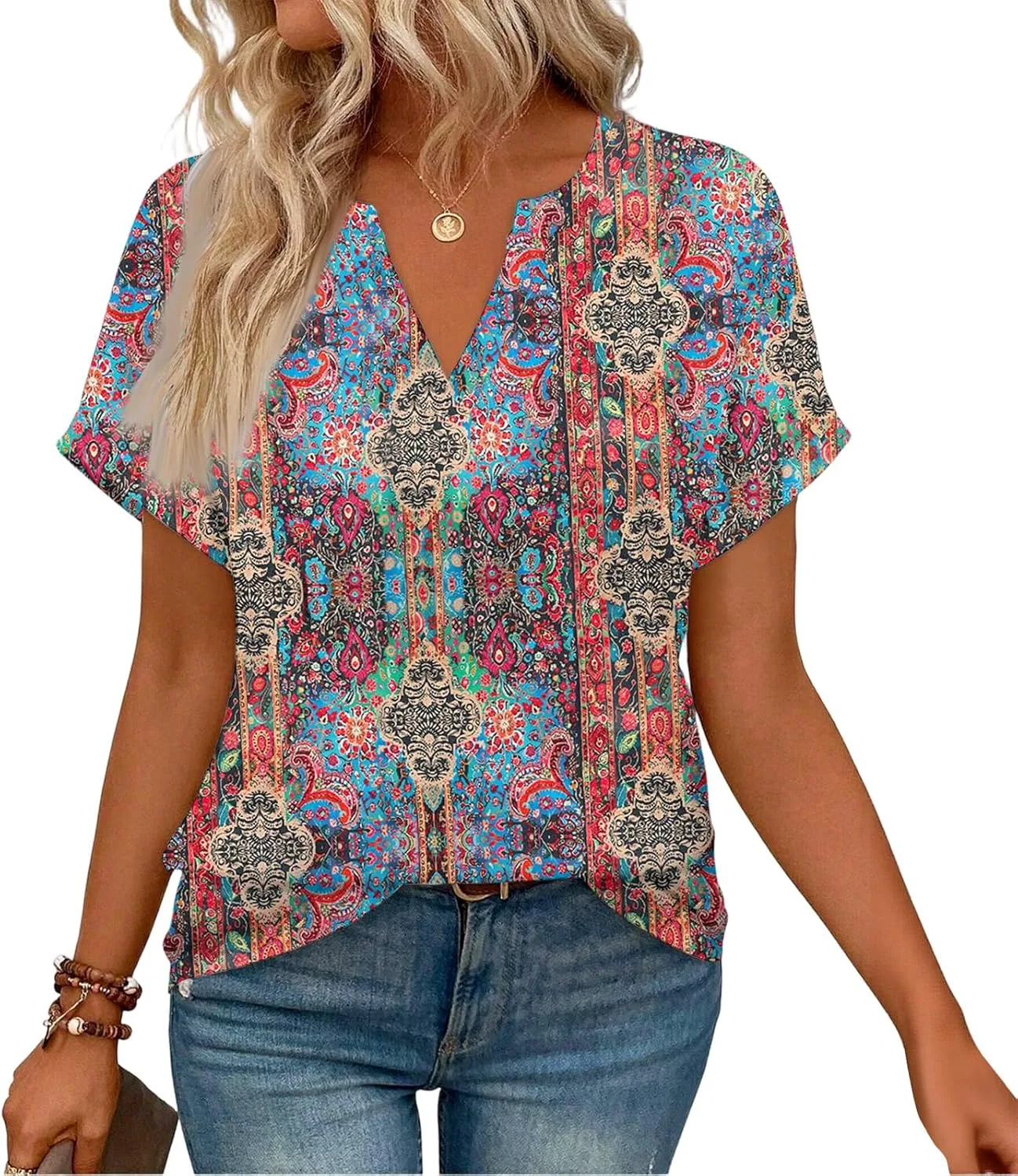 Женская футболка с V-образным вырезом, свободный крой, летняя блузка
Женская футболка с V-образным вырезом, свободный крой, летняя блузка