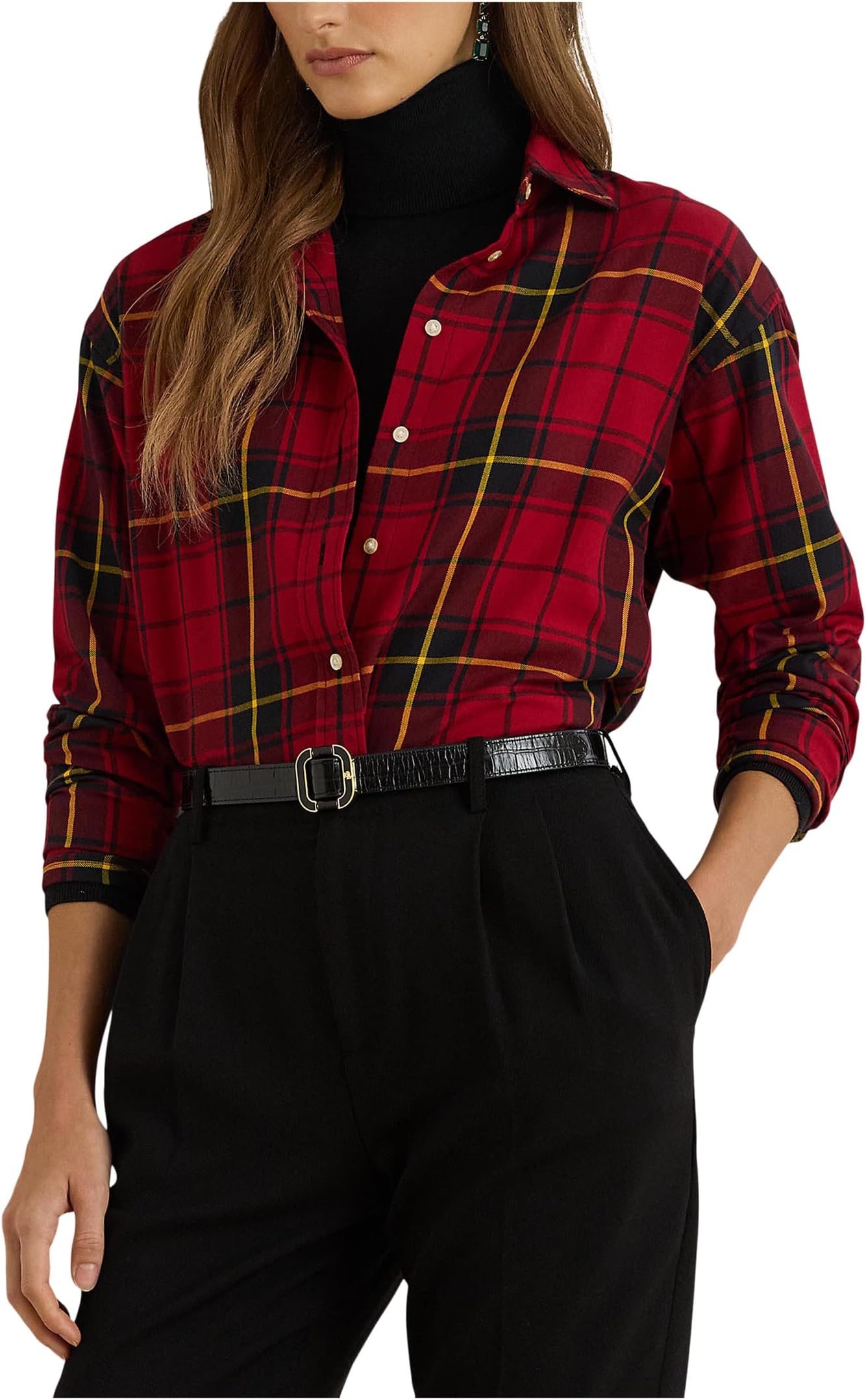 Женская свободная клетчатая хлопковая рубашка Lauren Ralph Lauren, Black/Red
Женская свободная клетчатая хлопковая рубашка Lauren Ralph Lauren, Black/Red