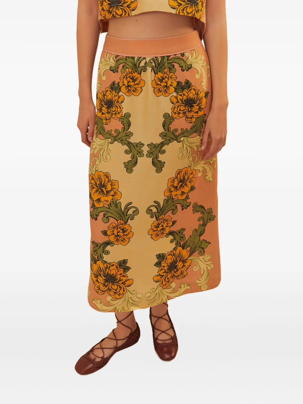 Юбка миди с цветочным принтом FARM Rio, нейтральный 
Юбка миди с цветочным принтом FARM Rio, нейтральный