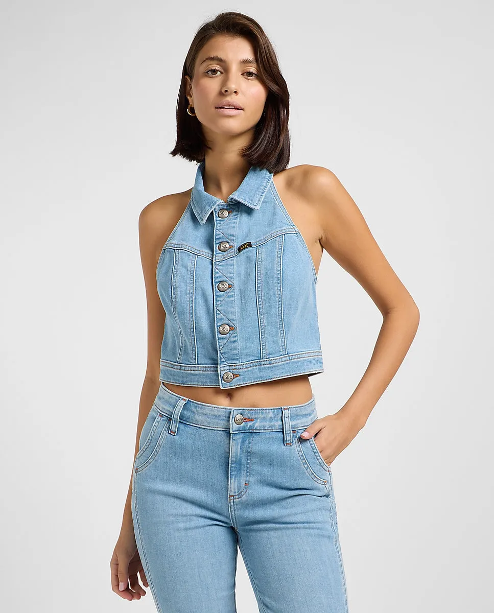 Женский укороченный джинсовый топ без рукавов Lee, голубой
Женский укороченный джинсовый топ без рукавов Lee, голубой