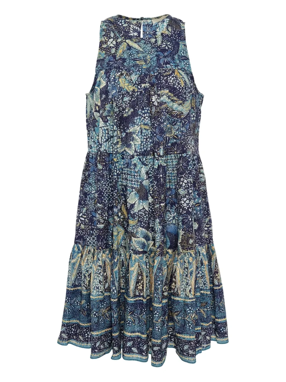 Ярусное платье с цветочным принтом Ulla Johnson, синий 
Ярусное платье с цветочным принтом Ulla Johnson, синий