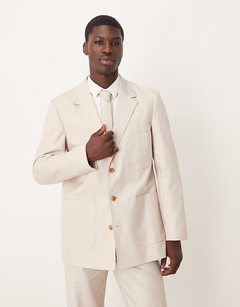 Пиджак из смеси хлопка и льна, саржевого цвета, серого цвета Asos Design
Пиджак из смеси хлопка и льна, саржевого цвета, серого цвета Asos Design