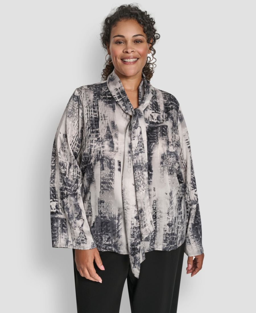 Топ с V-образным вырезом и длинными рукавами больших размеров DKNY, Graphite/Stone Gray Multi
Топ с V-образным вырезом и длинными рукавами больших размеров DKNY, Graphite/Stone Gray Multi