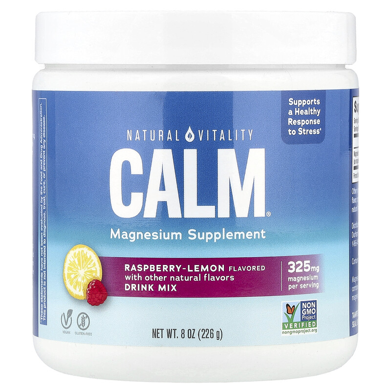 Natural Vitality, CALM, антистрессовая смесь для напитков, малина и лимон, 226 г (8 унций)
Natural Vitality, CALM, антистрессовая смесь для напитков, малина и лимон, 226 г (8 унций)