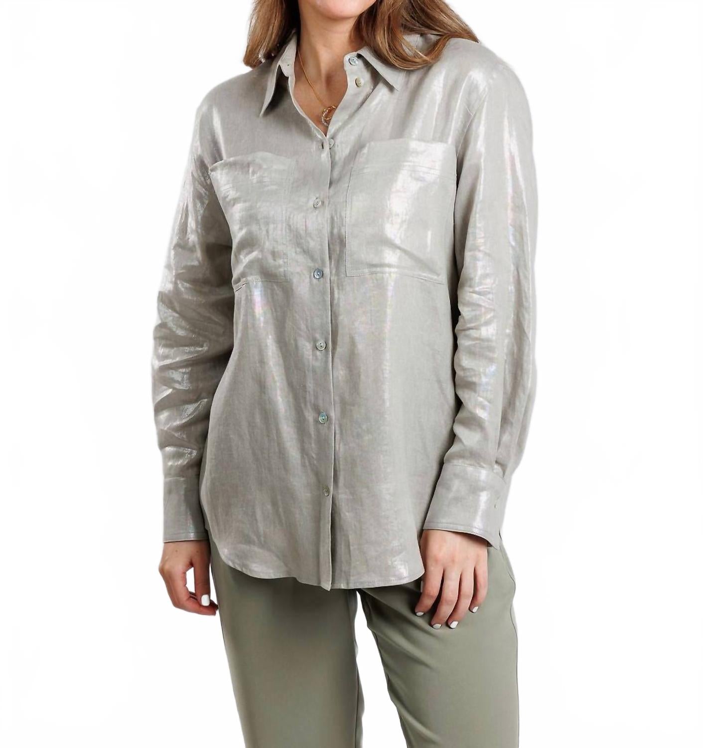 Larix Блуза из ламинированного льна в светло-сером цвете Marella, светло-серый
Larix Блуза из ламинированного льна в светло-сером цвете Marella, светло-серый