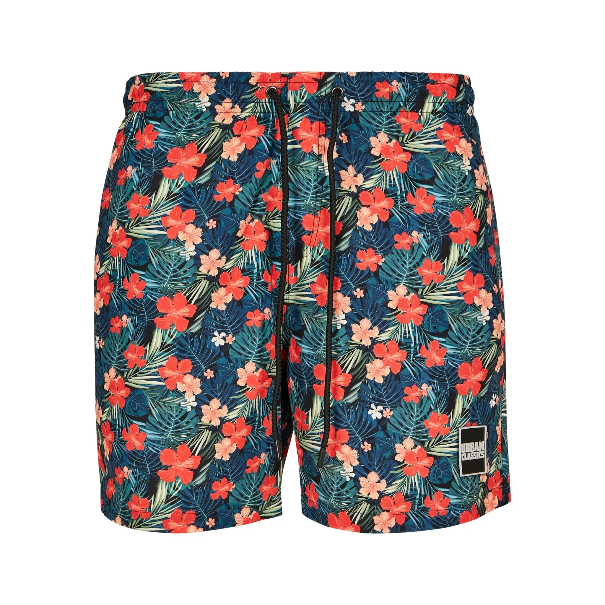 Шорты для плавания URBAN CLASSICS " Urban Classics Men's Pattern Swim Shorts", цвет Blk/Tropical 
Шорты для плавания URBAN CLASSICS " Urban Classics Men's Pattern Swim Shorts", цвет Blk/Tropical