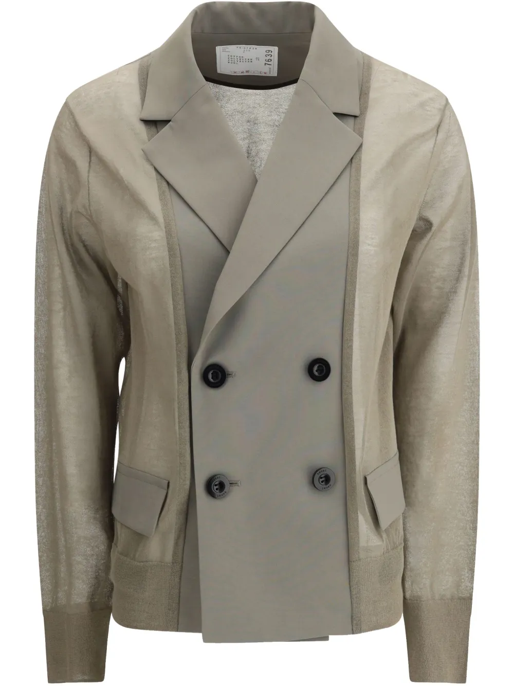 Двубортный блейзер SACAI, нейтральный
Двубортный блейзер SACAI, нейтральный