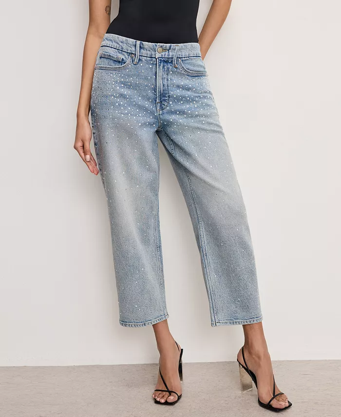 Женские укороченные джинсы Crystal Stars в стиле 90-х Good American, синий
Женские укороченные джинсы Crystal Stars в стиле 90-х Good American, синий