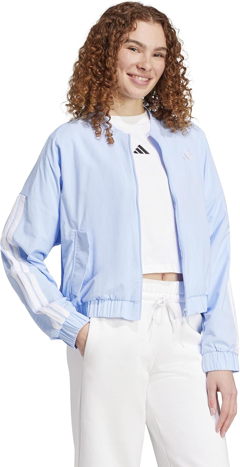 Женский бомбер Adidas Originals с тремя полосками, синий/белый
Женский бомбер Adidas Originals с тремя полосками, синий/белый