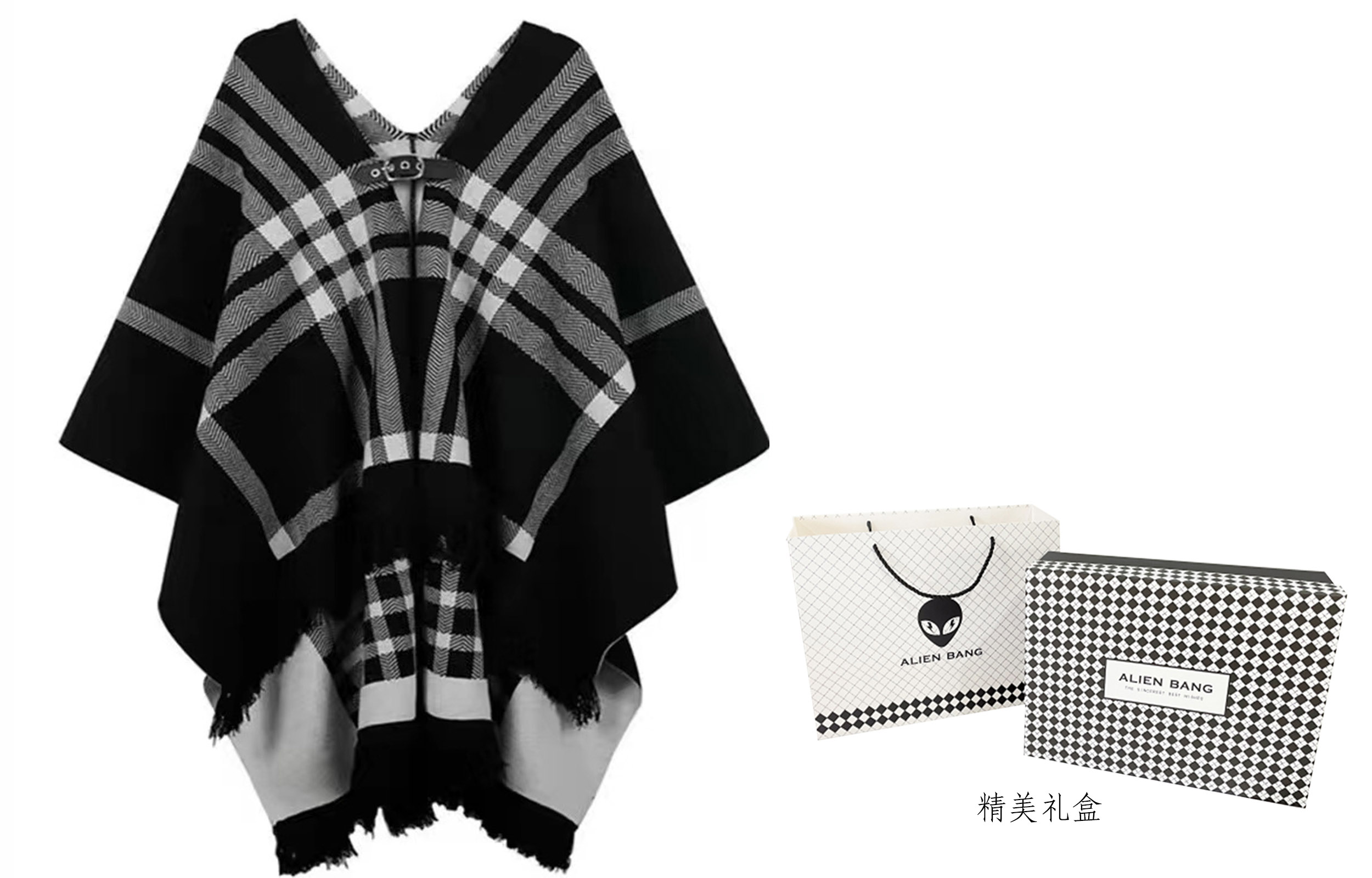ALIEN BANG Женская шаль, Black White Double-Sided, Gift Box Set 
ALIEN BANG Женская шаль, Black White Double-Sided, Gift Box Set