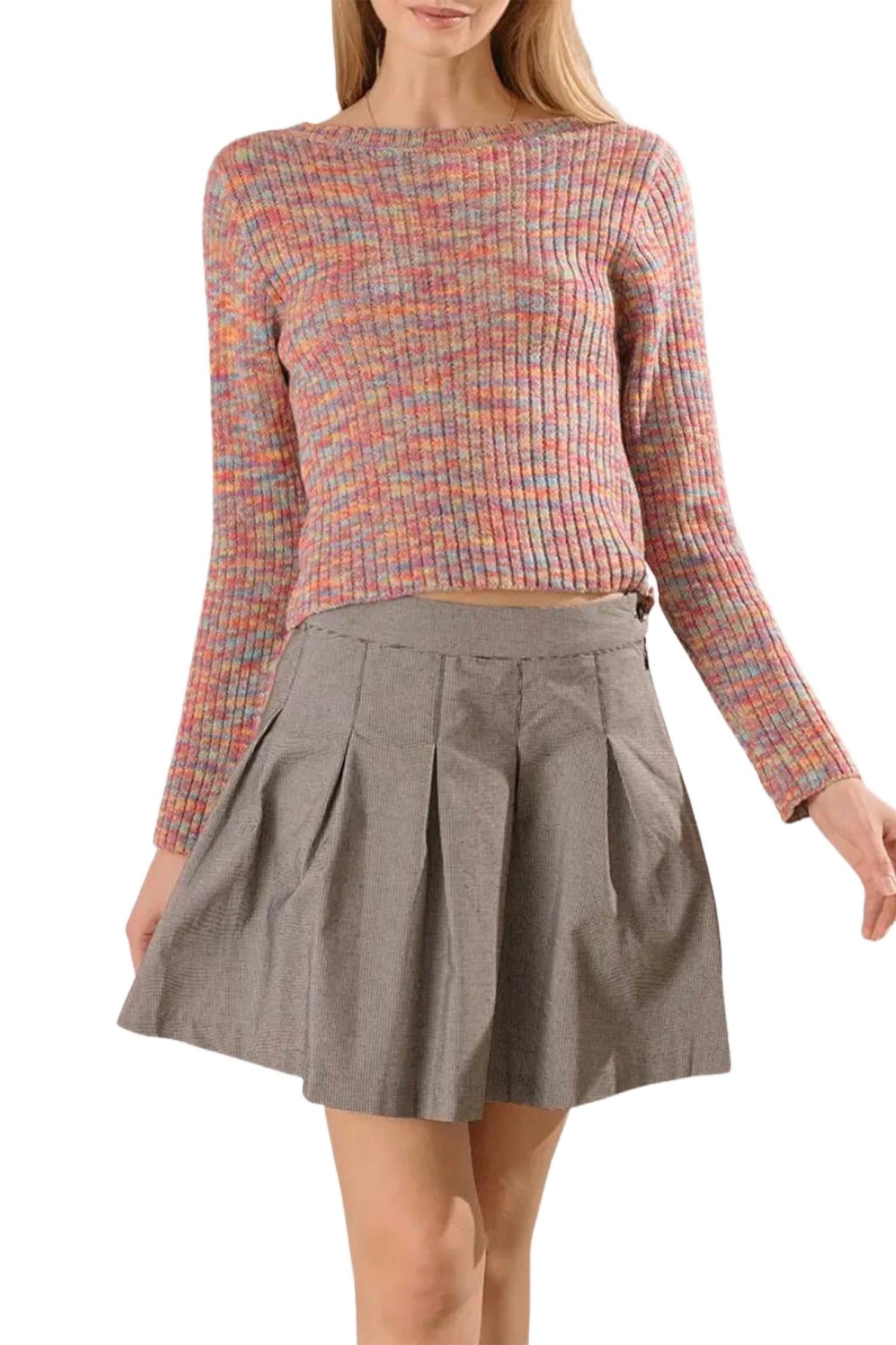 Радужный вязаный свитер с открытой спинкой и резинкой STORIA, мультиколор
Радужный вязаный свитер с открытой спинкой и резинкой STORIA, мультиколор