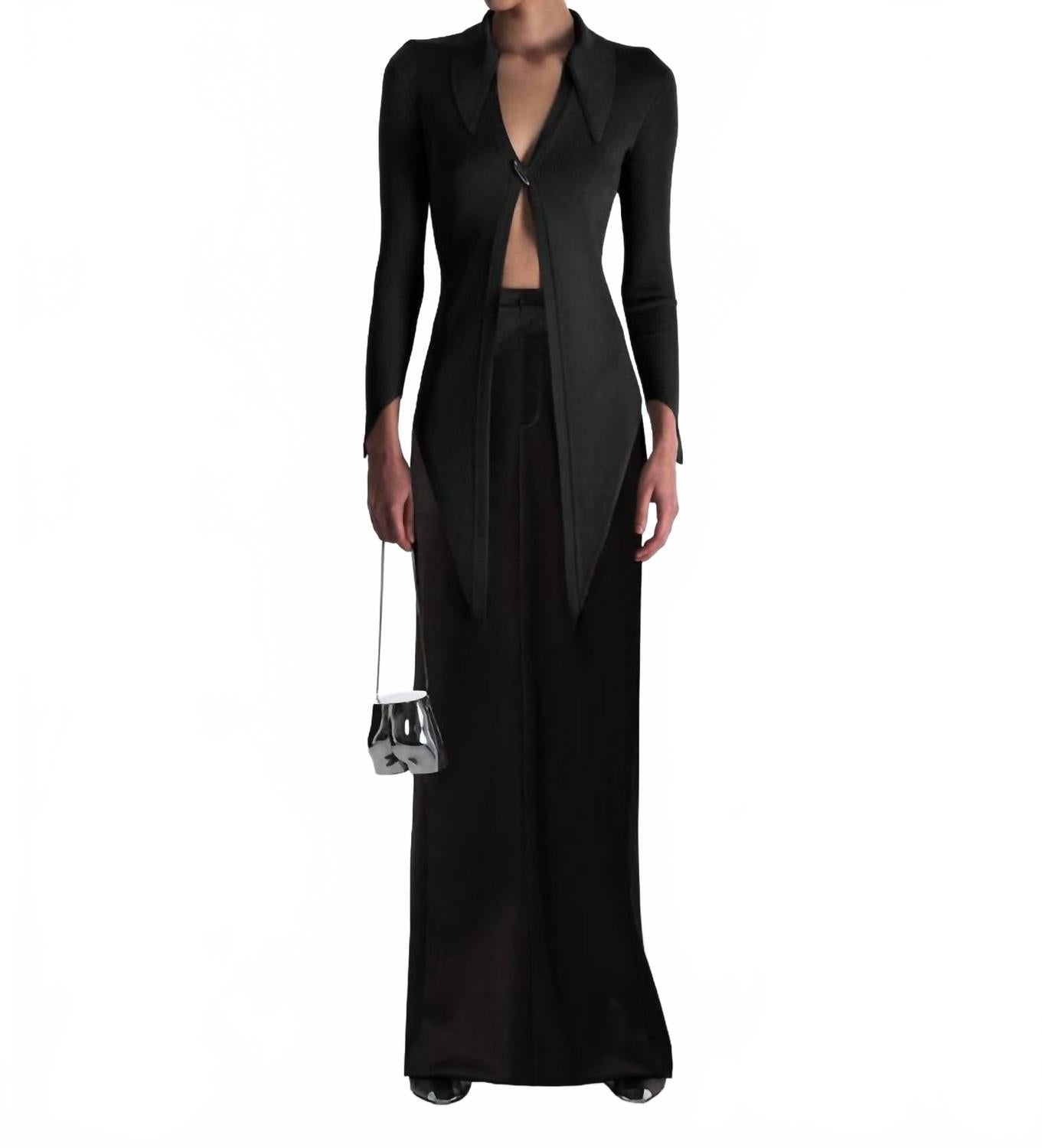 Женский угловатый ребристый вязаный кардиган черный Grace Ling
Женский угловатый ребристый вязаный кардиган черный Grace Ling