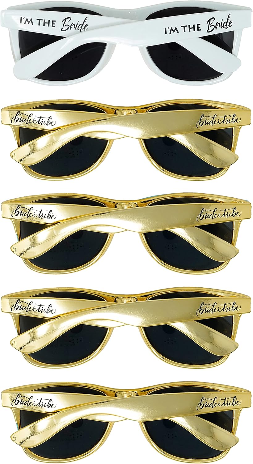 Стильные поляризованные солнцезащитные очки Funky Junque в стиле ретро — защита от УФ-излучения, классические очки унисекс — для девичника, однотонные, в выгодных комплектах, 5 Pack - Bride (White) & 4 Bride Tribe (Gold)
Стильные поляризованные солнцезащитные очки Funky Junque в стиле ретро — защита от УФ-излучения, классические очки унисекс — для девичника, однотонные, в выгодных комплектах, 5 Pack - Bride (White) & 4 Bride Tribe (Gold)