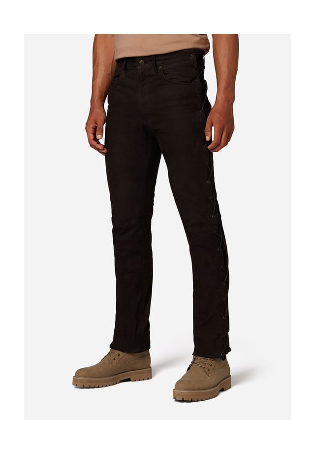 Кожаные брюки s/l rt-101 кожаные джинсы со шнурками - 5-карманный вид из замши Ricano, коричневый
Кожаные брюки s/l rt-101 кожаные джинсы со шнурками - 5-карманный вид из замши Ricano, коричневый