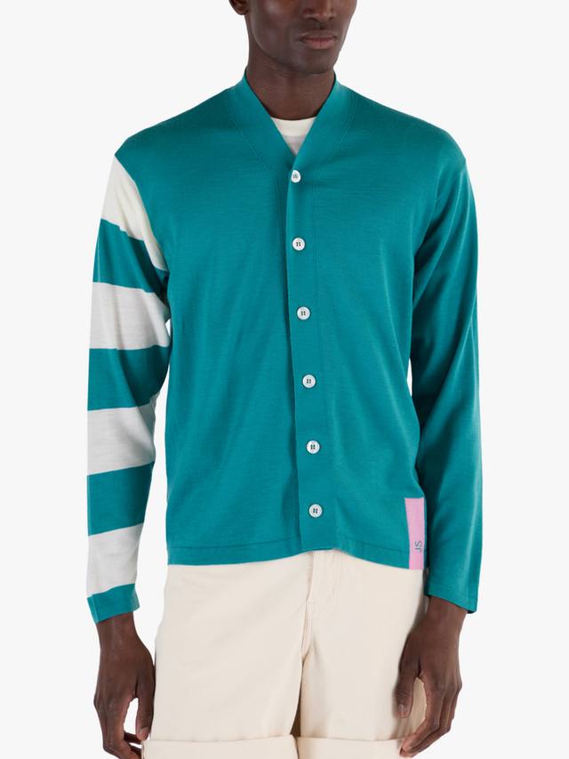 Кардиган с рукавом в полоску из мериносовой шерсти John Smedley, Ocean Teal/Snow White
Кардиган с рукавом в полоску из мериносовой шерсти John Smedley, Ocean Teal/Snow White