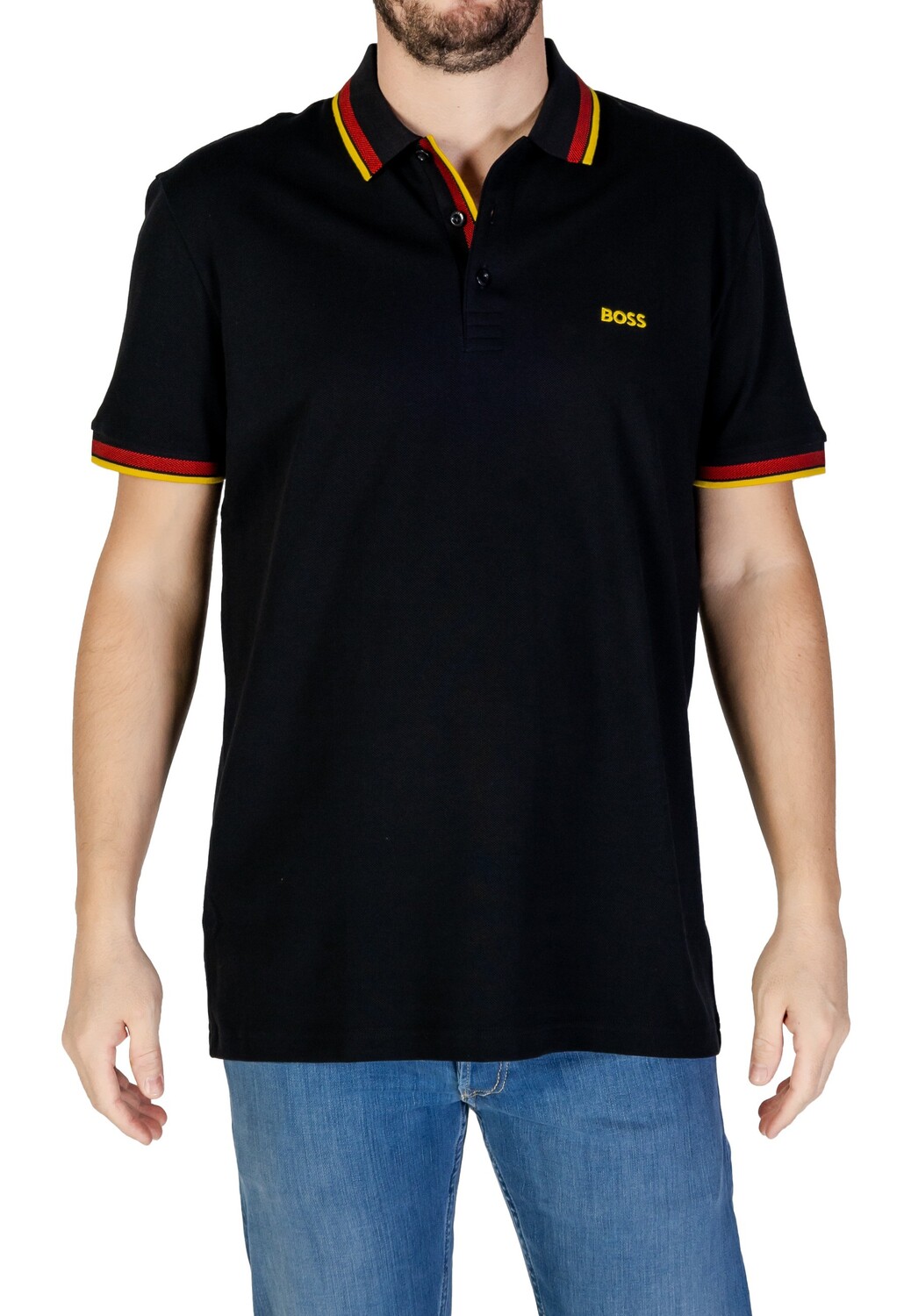 Поло BOSS хлопковое, черный 
Поло BOSS хлопковое, черный
