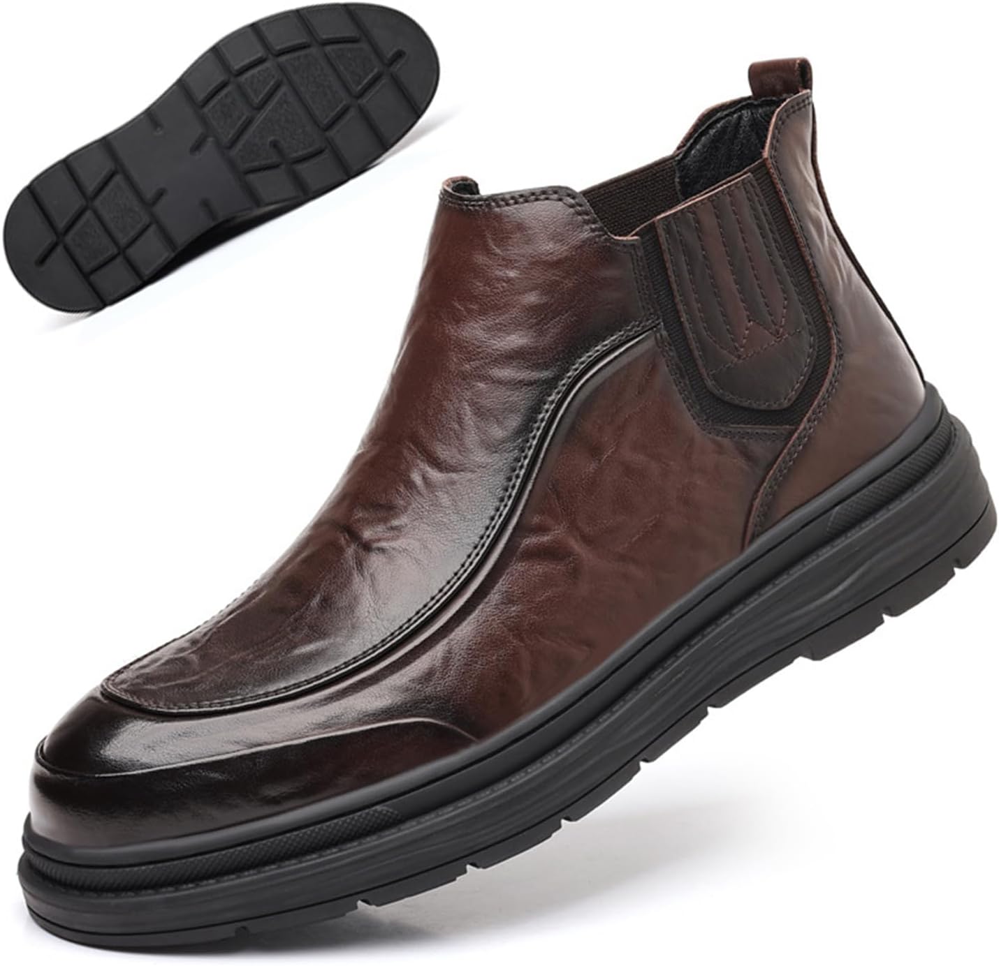 Мужские ботинки Chukka из натуральной кожи с мягкой подошвой, без шнурков, комфортные эластичные вставки, противоскользящая подошва, ботинки на платформе, для работы, делового и повседневного стиля Nejkg, коричневый
Мужские ботинки Chukka из натуральной кожи с мягкой подошвой, без шнурков, комфортные эластичные вставки, противоскользящая подошва, ботинки на платформе, для работы, делового и повседневного стиля Nejkg, коричневый