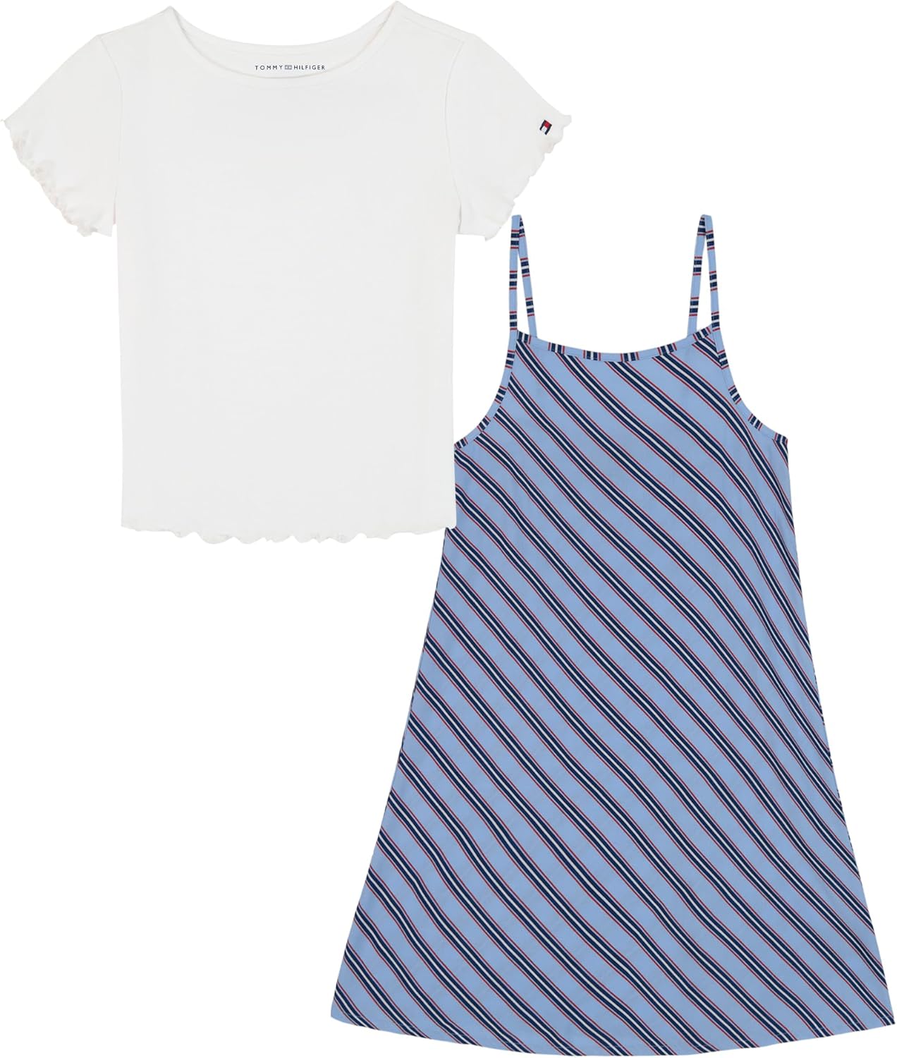 Платье Tommy Hilfiger для девочек с короткими рукавами, свободного кроя, классического дизайна и круглым вырезом, Varsity Stripe Steel Blue
Платье Tommy Hilfiger для девочек с короткими рукавами, свободного кроя, классического дизайна и круглым вырезом, Varsity Stripe Steel Blue