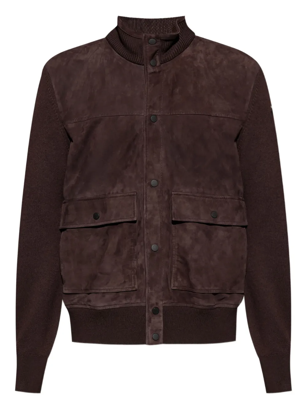 Кардиган с замшевыми трикотажными панелями MONCLER, коричневый 
Кардиган с замшевыми трикотажными панелями MONCLER, коричневый