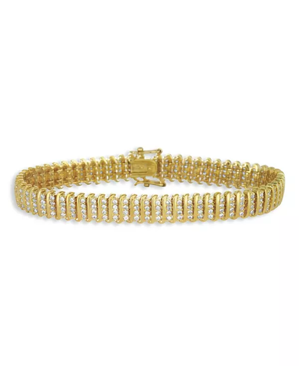 Теннисный браслет из стерлингового серебра 14 карат с позолотой и прозрачными кубическими цирконами в форме волны Genevive, gold
Теннисный браслет из стерлингового серебра 14 карат с позолотой и прозрачными кубическими цирконами в форме волны Genevive, gold