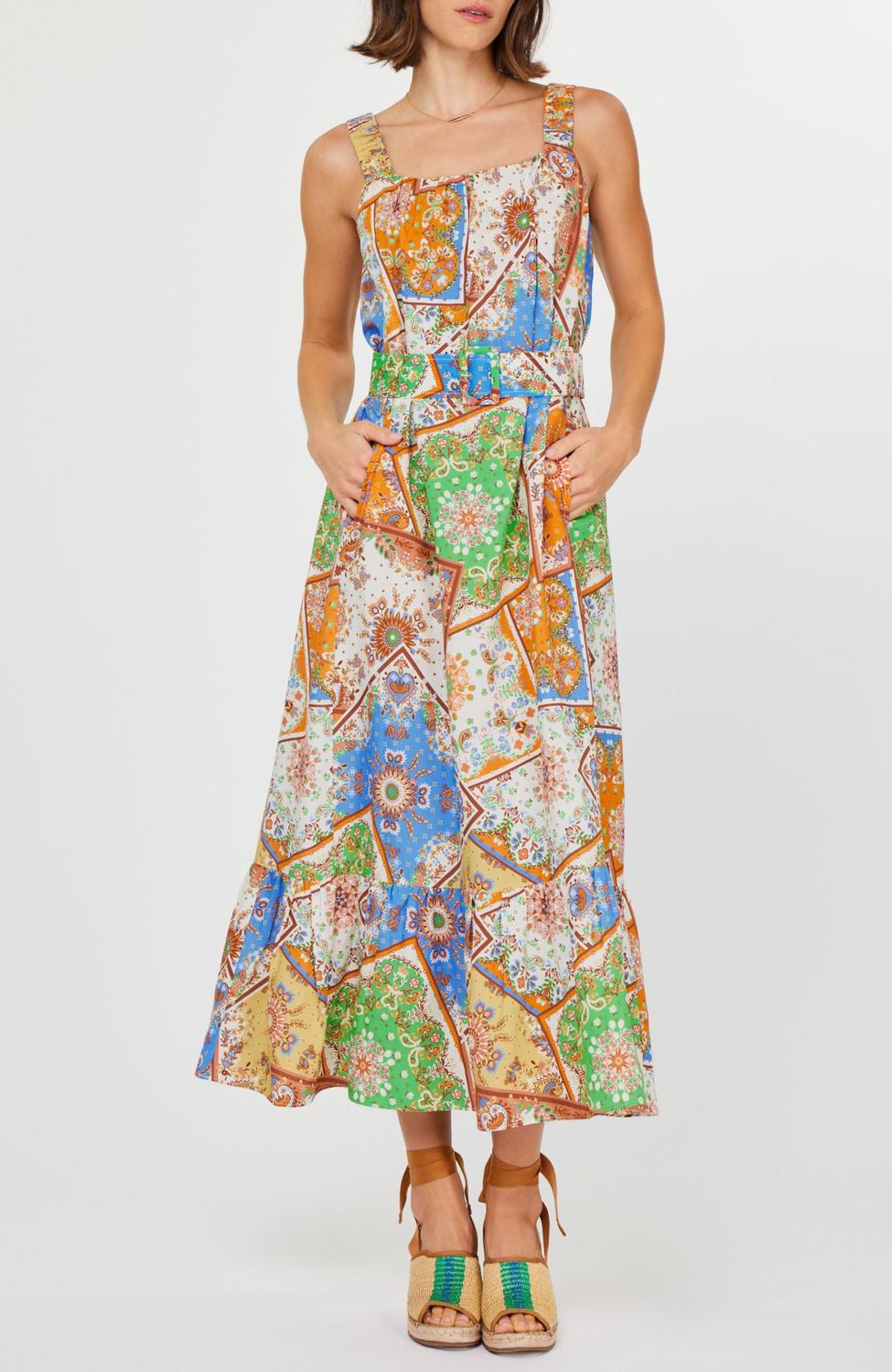 Платье миди с принтом пэчворк в разноцветном исполнении Current air, мультиколор 
Платье миди с принтом пэчворк в разноцветном исполнении Current air, мультиколор