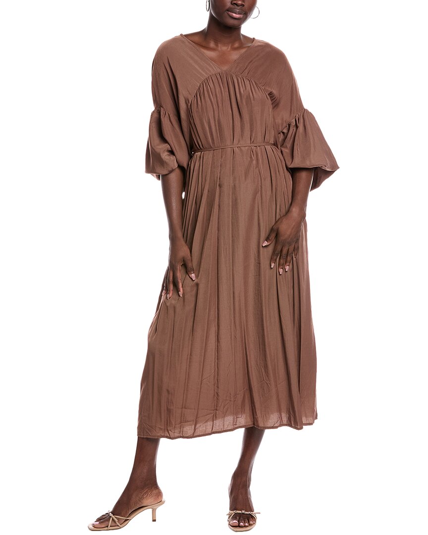 JL LUXE Платье макси с присборенными рукавами-пузырями, коричневый
JL LUXE Платье макси с присборенными рукавами-пузырями, коричневый