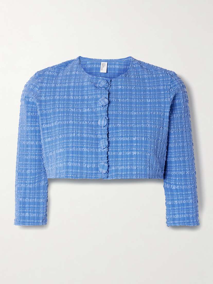 Укороченный полосатый кардиган из сирсакера Lisa Marie Fernandez, синий
Укороченный полосатый кардиган из сирсакера Lisa Marie Fernandez, синий