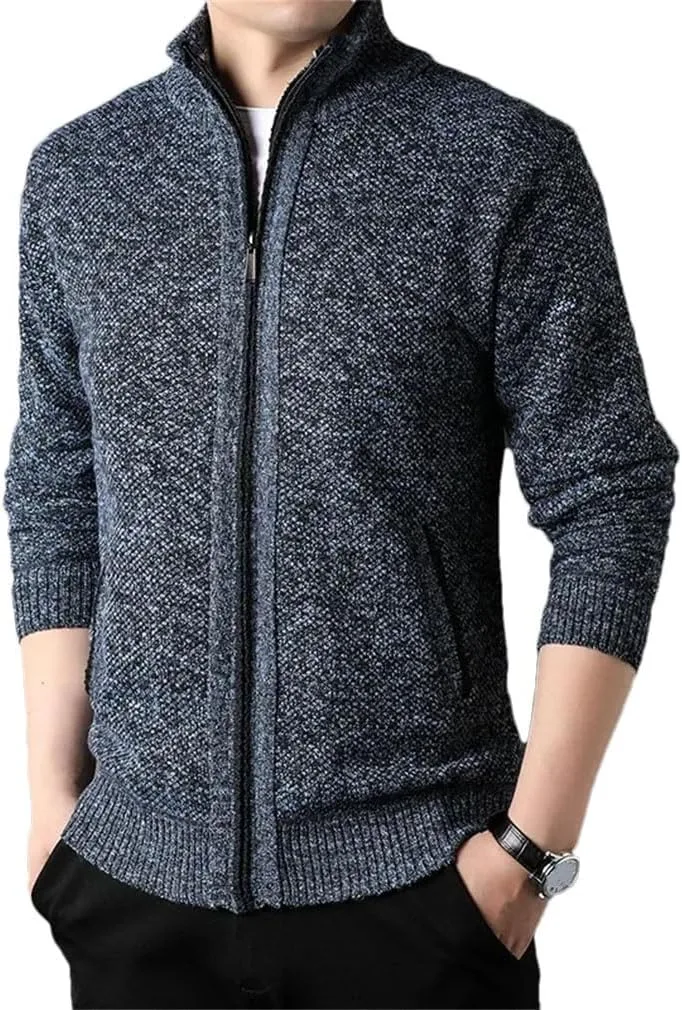 Мужской кардиган с воротником стойкой, вязаный, утепленный, slim fit
Мужской кардиган с воротником стойкой, вязаный, утепленный, slim fit