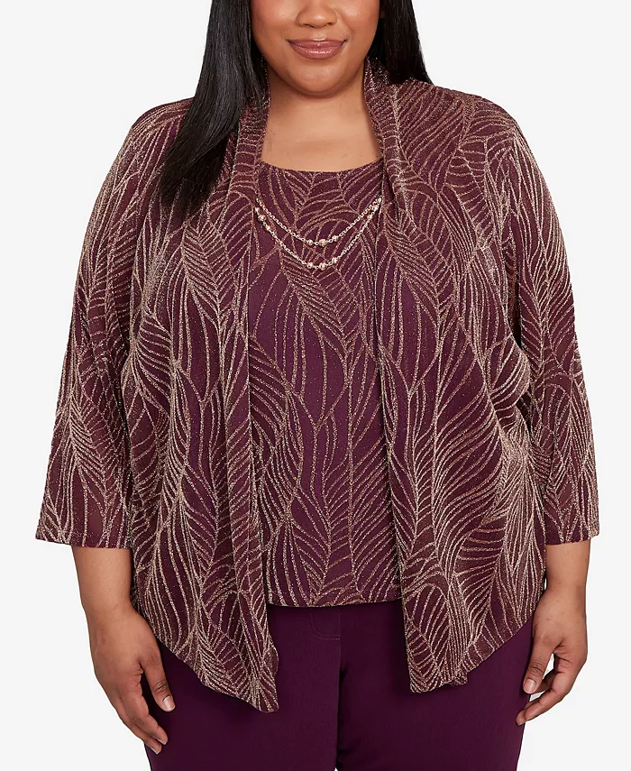 Большой размер Urban Legend Glitter Leaf Два в одном топе с ожерельем Alfred Dunner, фиолетовый
Большой размер Urban Legend Glitter Leaf Два в одном топе с ожерельем Alfred Dunner, фиолетовый