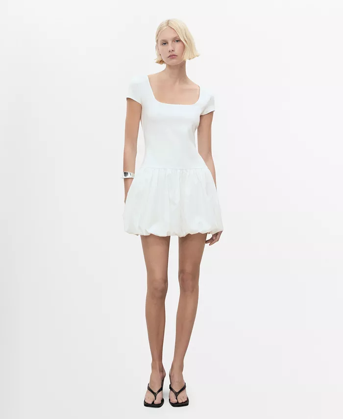 Женское платье с комбинированным подолом и присборенным краем MANGO, белый
Женское платье с комбинированным подолом и присборенным краем MANGO, белый