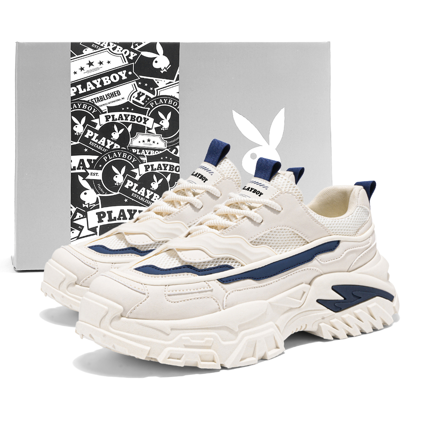 Playboy Массивные кроссовки мужские низкие бежево-синие, цвет Beige Blue (Gift Box Set)
Playboy Массивные кроссовки мужские низкие бежево-синие, цвет Beige Blue (Gift Box Set)