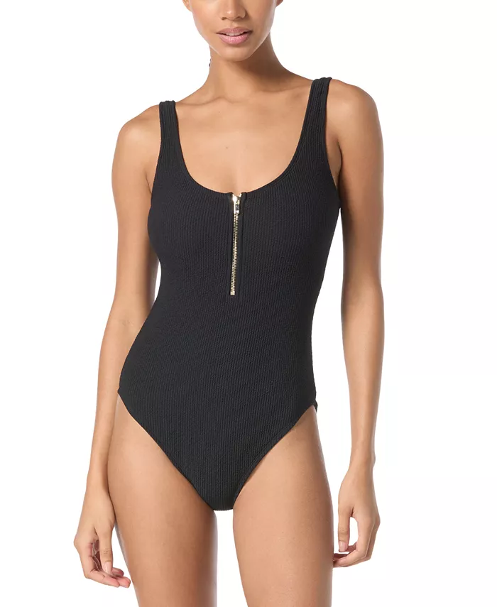 Женский купальник цельный с застежкой-молнией спереди Michael Kors, черный
Женский купальник цельный с застежкой-молнией спереди Michael Kors, черный