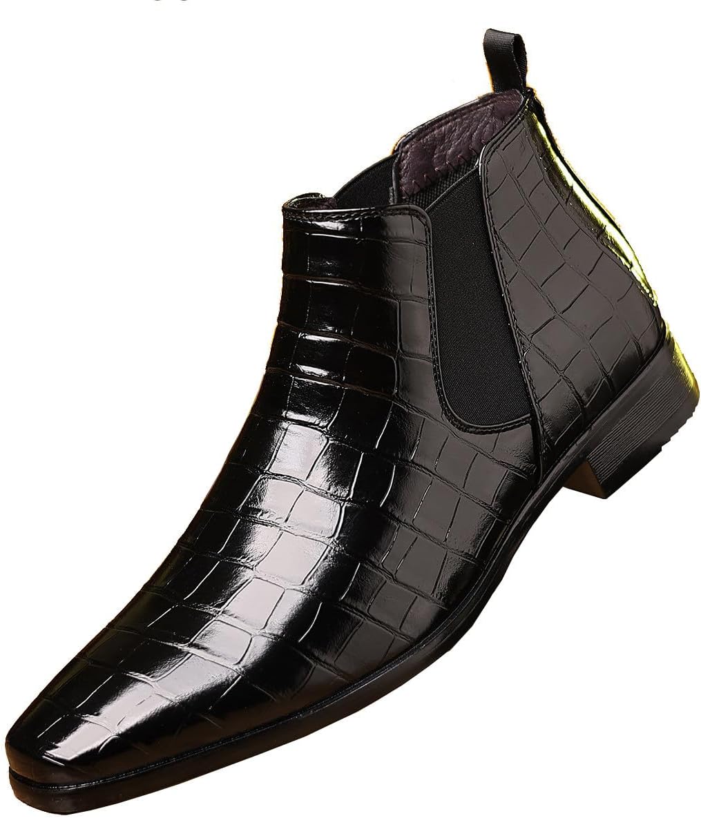 Мужские ботинки Santimon Chelsea с тиснением под крокодила, на застежке-слипоне, с эластичными боковыми вставками, стильная формальная и повседневная обувь для мужчин, черный
Мужские ботинки Santimon Chelsea с тиснением под крокодила, на застежке-слипоне, с эластичными боковыми вставками, стильная формальная и повседневная обувь для мужчин, черный