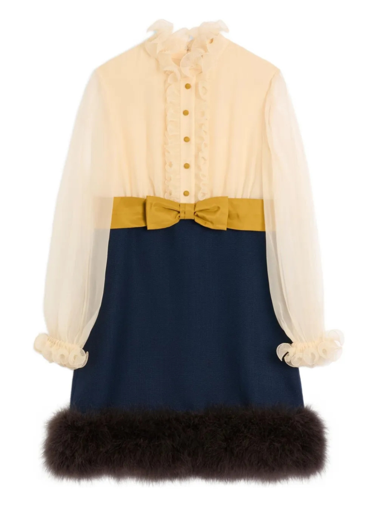 Платье с длинными рукавами и оборкой на шее Valentino Garavani, нейтральный
Платье с длинными рукавами и оборкой на шее Valentino Garavani, нейтральный