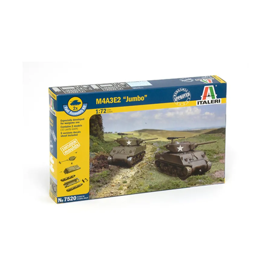 M4A3E2 Jumbo — комплект для быстрой сборки (Вторая мировая война), Military Vehicles (1:72) (Italeri)
M4A3E2 Jumbo — комплект для быстрой сборки (Вторая мировая война), Military Vehicles (1:72) (Italeri)