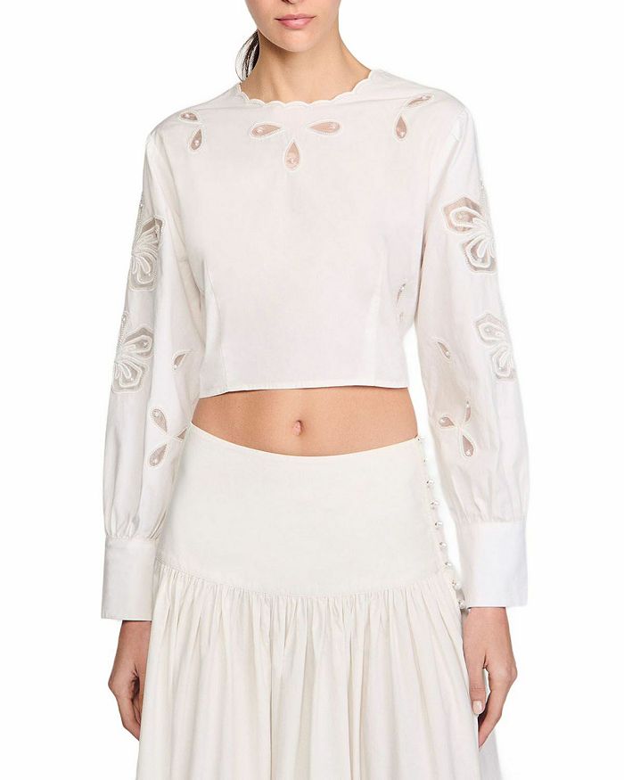 Короткий топ из поплина Sandro, слоновая кость/кремовый
Короткий топ из поплина Sandro, слоновая кость/кремовый