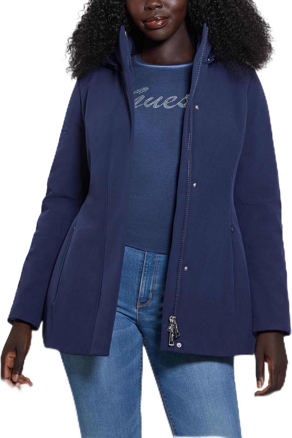 GUESS женская куртка Midlength Softshell с капюшоном, Blackened Blue
GUESS женская куртка Midlength Softshell с капюшоном, Blackened Blue