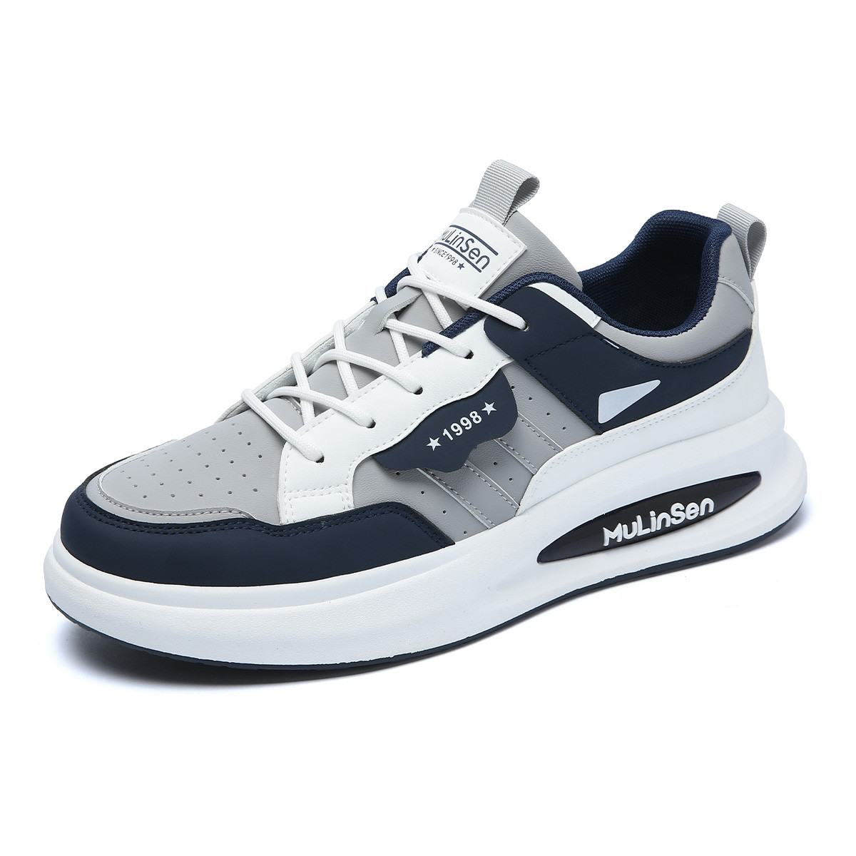 Mulinsen Нескользящие и износостойкие легкие низкие кроссовки для скейтбординга, мужские, серо-синие 
Mulinsen Нескользящие и износостойкие легкие низкие кроссовки для скейтбординга, мужские, серо-синие