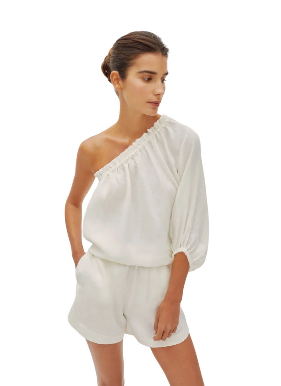 Женская льняная блузка-капри с одним рукавом Labeca London, White
Женская льняная блузка-капри с одним рукавом Labeca London, White