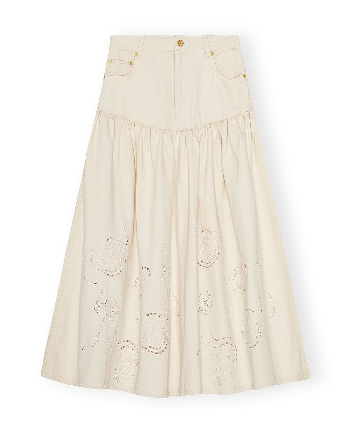 Юбка джинсовая с вышивкой Broderie Anglaise GANNI, белый
Юбка джинсовая с вышивкой Broderie Anglaise GANNI, белый