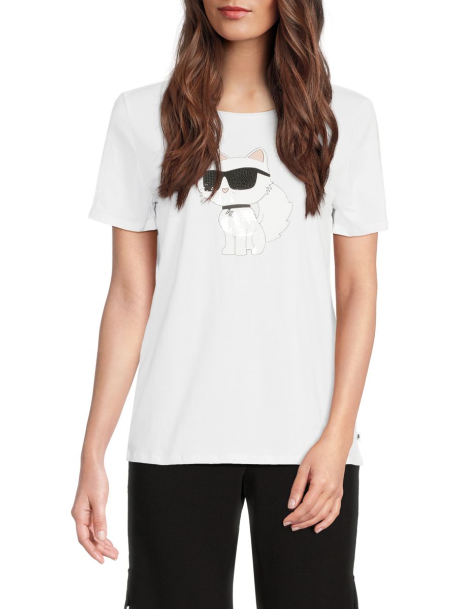 Футболка с рисунком Шупетт Karl Lagerfeld Paris, белый 
Футболка с рисунком Шупетт Karl Lagerfeld Paris, белый