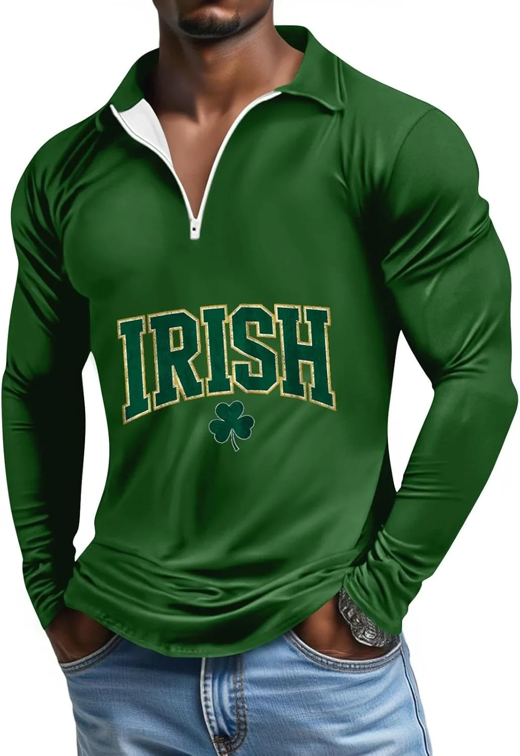 Футболка St Patricks Day мужская с длинным рукавом и зеленым принтом
Футболка St Patricks Day мужская с длинным рукавом и зеленым принтом