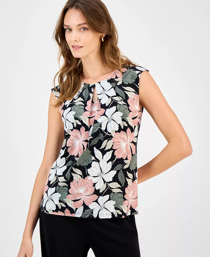 Женский топ без рукавов с принтом и вырезом "ключ", Regular & Petite Kasper, розовый 
Женский топ без рукавов с принтом и вырезом "ключ", Regular & Petite Kasper, розовый