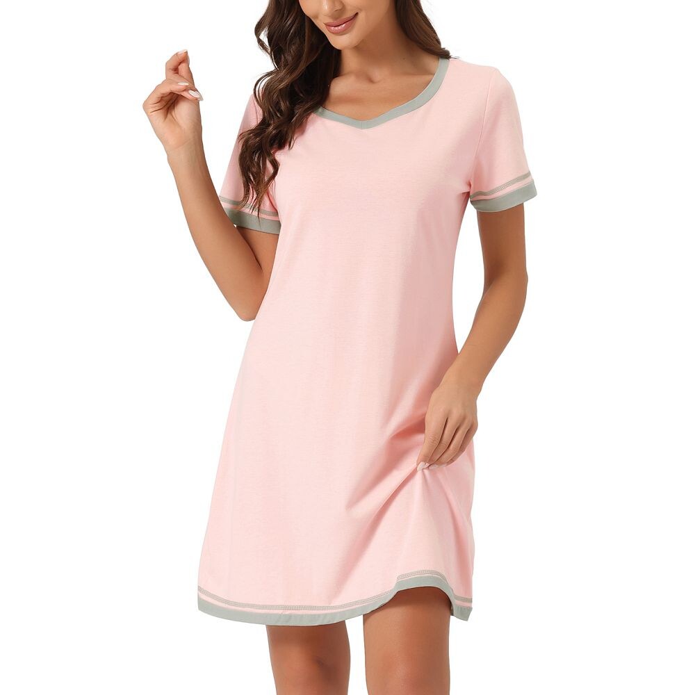 Женская ночная рубашка с коротким рукавом контрастного цвета, ночная рубашка с V-образным вырезом, ночная рубашка Cheibear, розовый
Женская ночная рубашка с коротким рукавом контрастного цвета, ночная рубашка с V-образным вырезом, ночная рубашка Cheibear, розовый