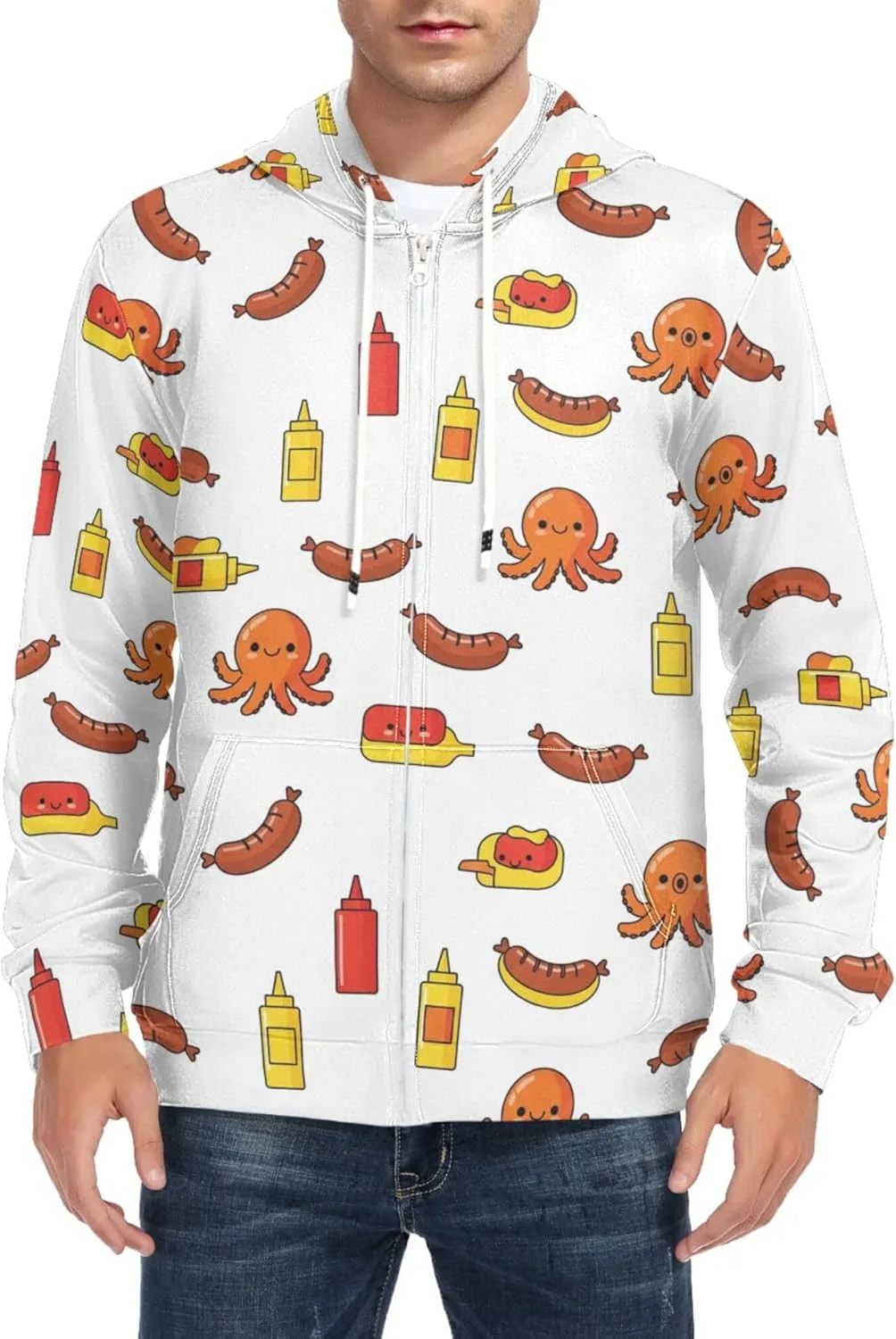 Мужская толстовка с полной молнией Sausage Octopus Ketchup Mustard с длинным рукавом и карманом CUPADA
Мужская толстовка с полной молнией Sausage Octopus Ketchup Mustard с длинным рукавом и карманом CUPADA