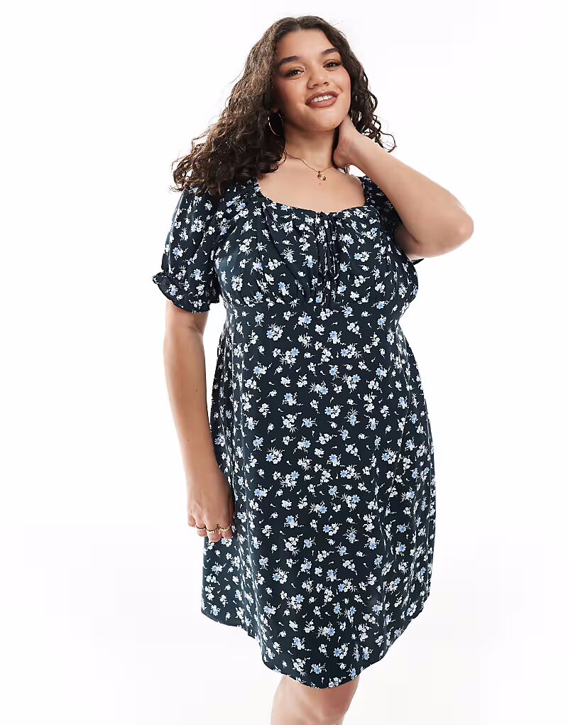 Мини-платье New Look Curve в стиле молочницы в синюю цветочную клетку New Look Plus
Мини-платье New Look Curve в стиле молочницы в синюю цветочную клетку New Look Plus