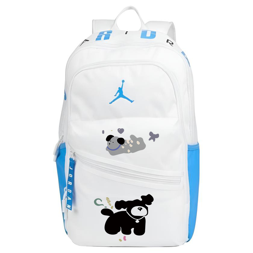 Jordan Полиэстеровый рюкзак с термопереносом сине-белый унисекс, Cartoon Puppy
Jordan Полиэстеровый рюкзак с термопереносом сине-белый унисекс, Cartoon Puppy